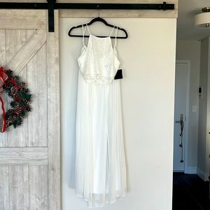 Two piece white dress with cropped top